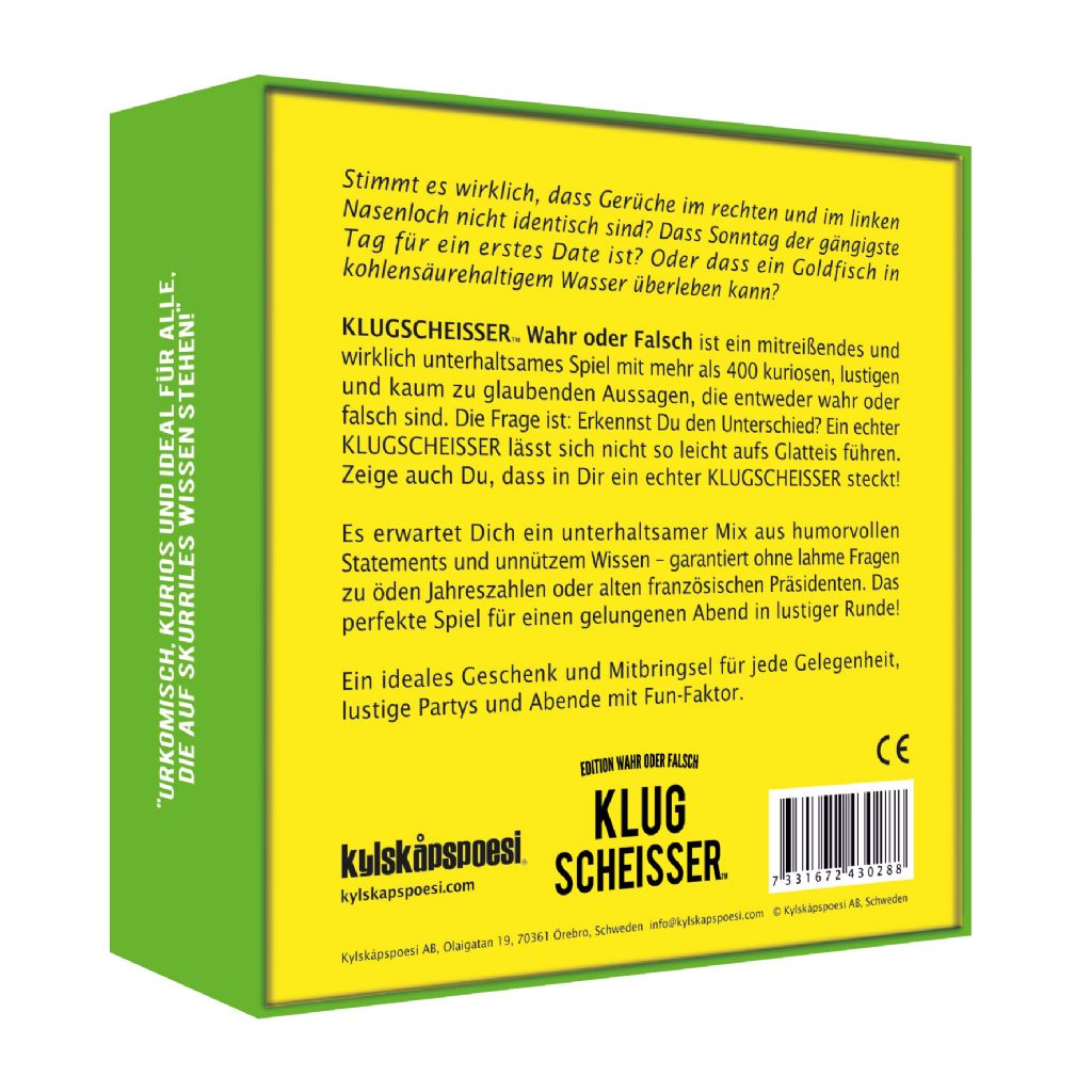 Gesellschaftsspiel "Klugscheisser - Edition Wahr oder Falsch"