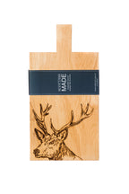 Großes Eichen Servierpaddel mit einem aufgebrannten Hirsch Motiv