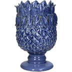 Blaue Ananas-Förmige Deko Vase mit und kurzem Schaft und einer Öffnung , die an einer Lotus blüte erinnert