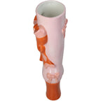 Deko Vase in form eines Pinken Ansatz-Schuhs mit angebrachten rötlichen Schleifen, High heel