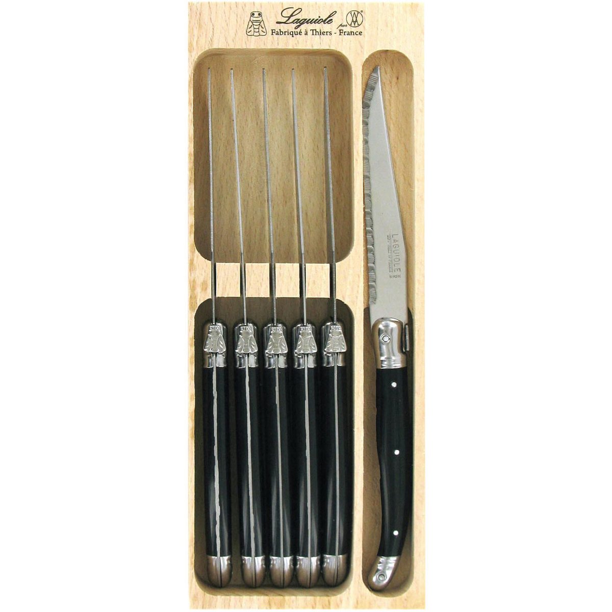 Edelstahl Steakmesser schwarz, 6 Stk.