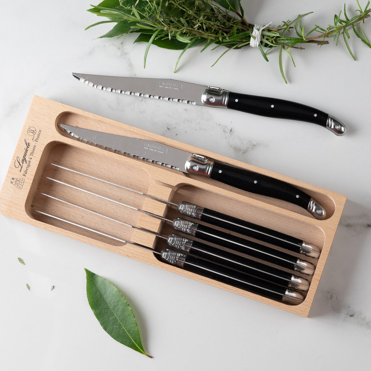 Edelstahl Steakmesser schwarz, 6 Stk.