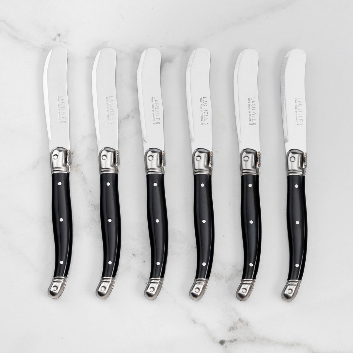 Edelstahl Buttermesser schwarz, 6 Stk.