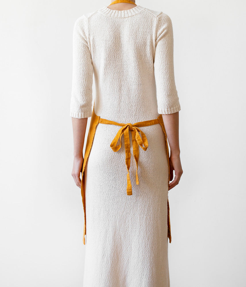 Leinen Schürze - senfgelb