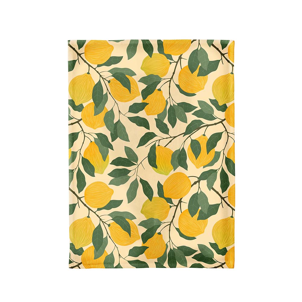 Geschirrtuch "Vitamin C" mit Zitonen Design aus Bio Baumwolle