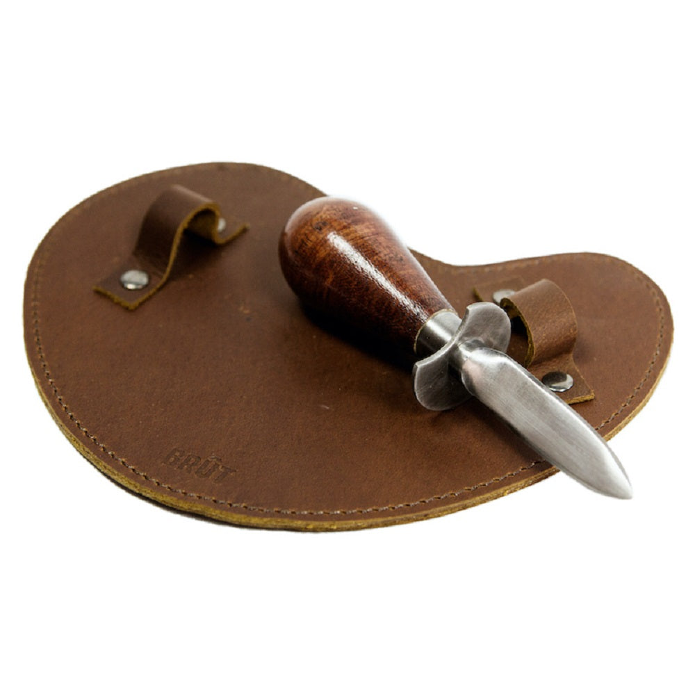Austernmesser mit Lederhandschuh