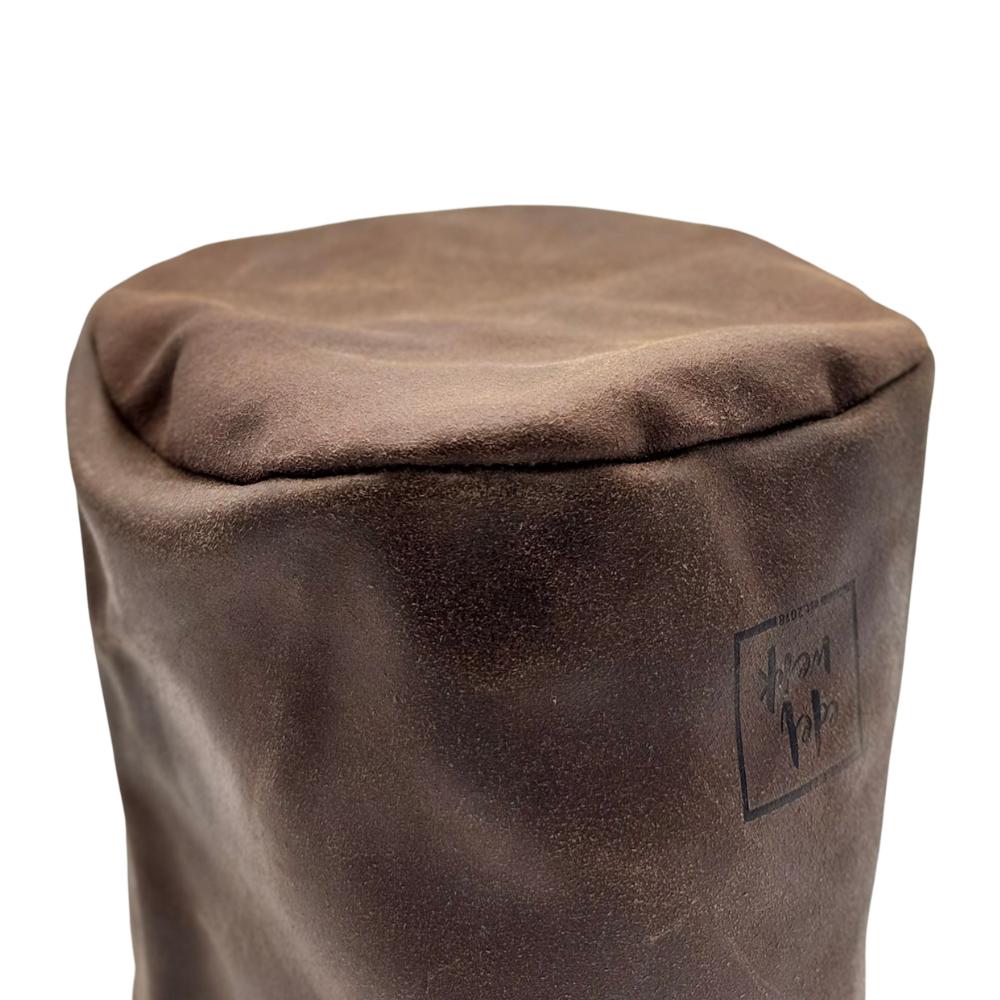 Blumentopf aus Leder braun