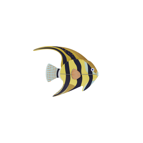 anglerfisch farbenfroh, 3d deko objekt aus Karton, DIY Projekt zum Selber aufbauen Fisch