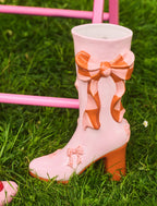 Vase Damen Cowboy-stiefel mit Schleifen in Rosa