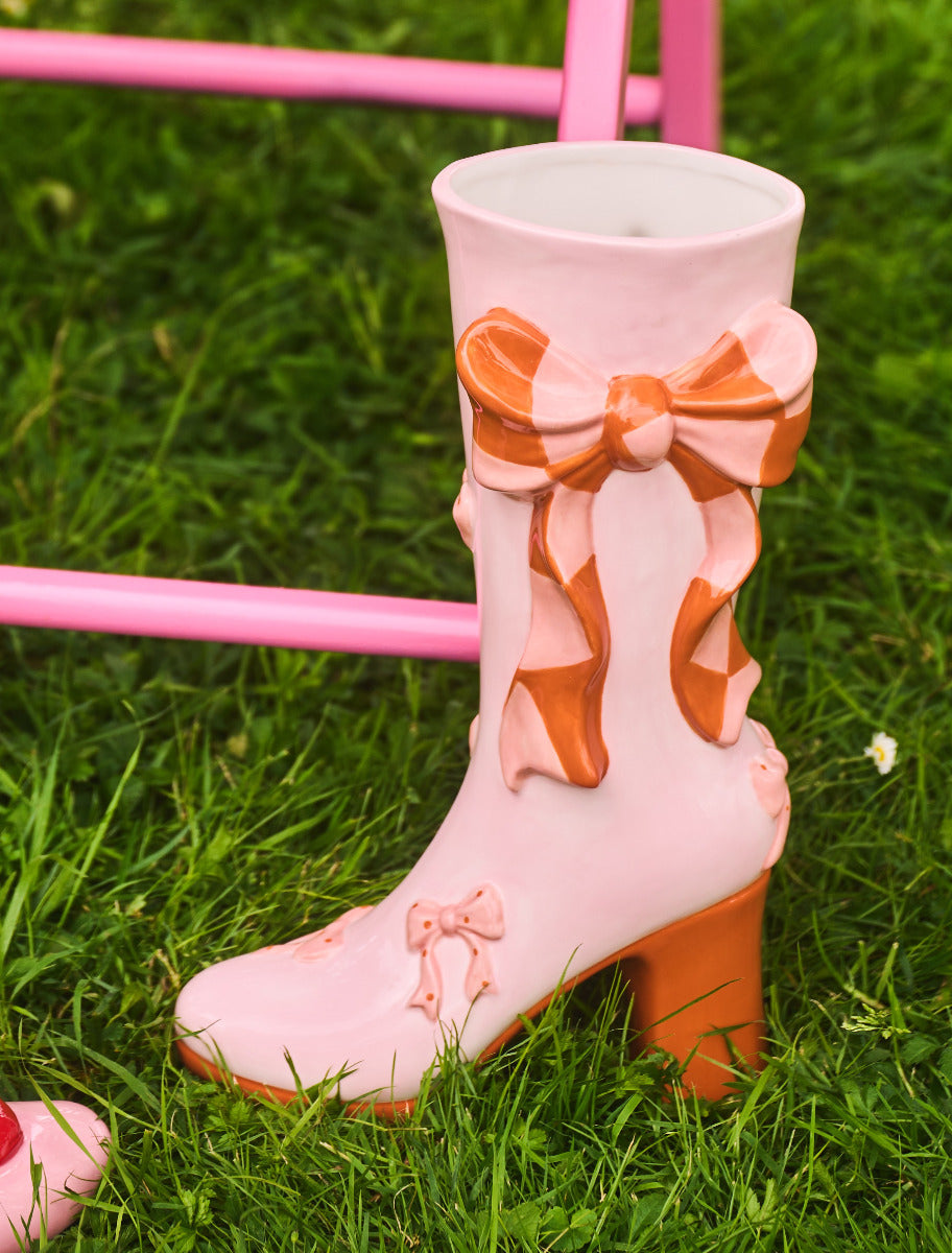 Vase Damen Cowboy-stiefel mit Schleifen in Rosa