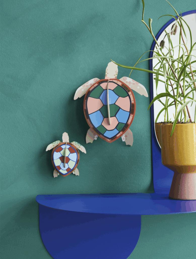 Wanddeko 3D Meeresschildkröten Familie