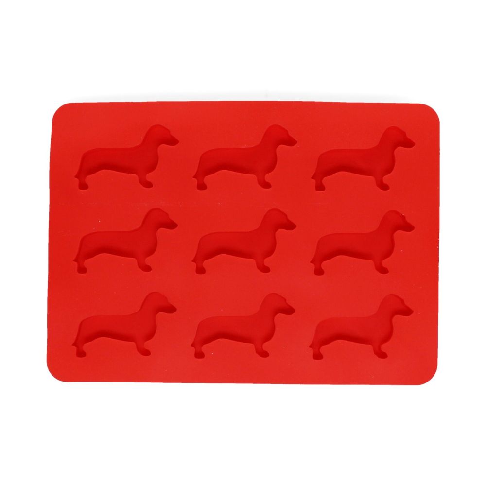 Silikon Eiswürfelform in Rot, 9 Dackel Eiswürfelformen