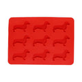 Silikon Eiswürfelform in Rot, 9 Dackel Eiswürfelformen