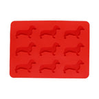 Silikon Eiswürfelform in Rot, 9 Dackel Eiswürfelformen