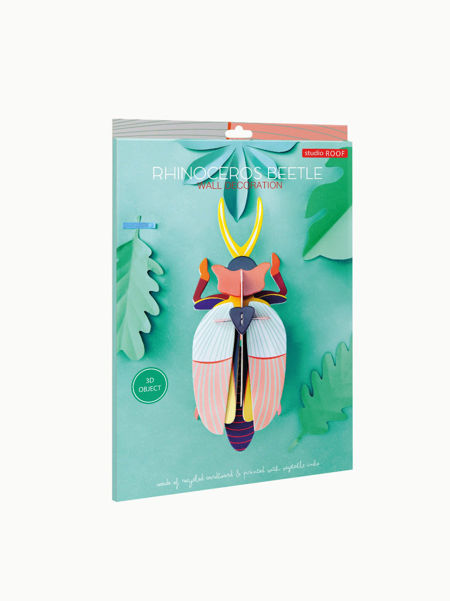 Verpackung der 3D Wanddekoration eines farbigen Nashorn-Käfers "RHINOCEROS BEETLE"