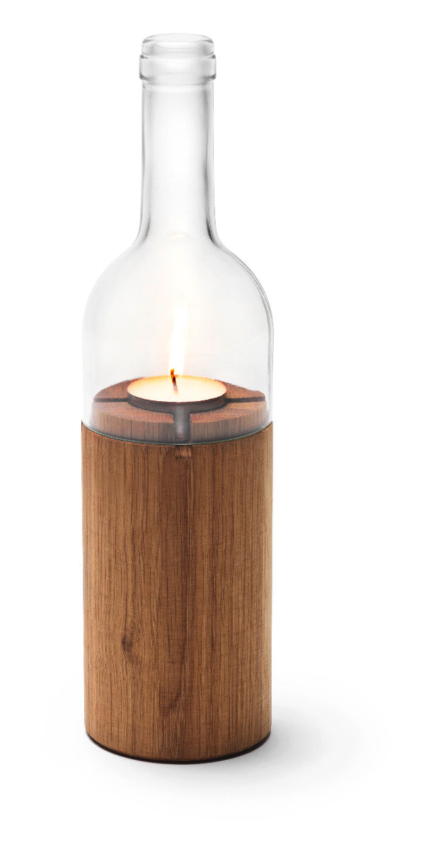 Teelichthalter "Weinflasche" Grün