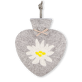 Herzwärmflasche Edelweiß-Motiv, hellgrau-meliert