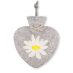 Herzwärmflasche Edelweiß-Motiv, hellgrau-meliert