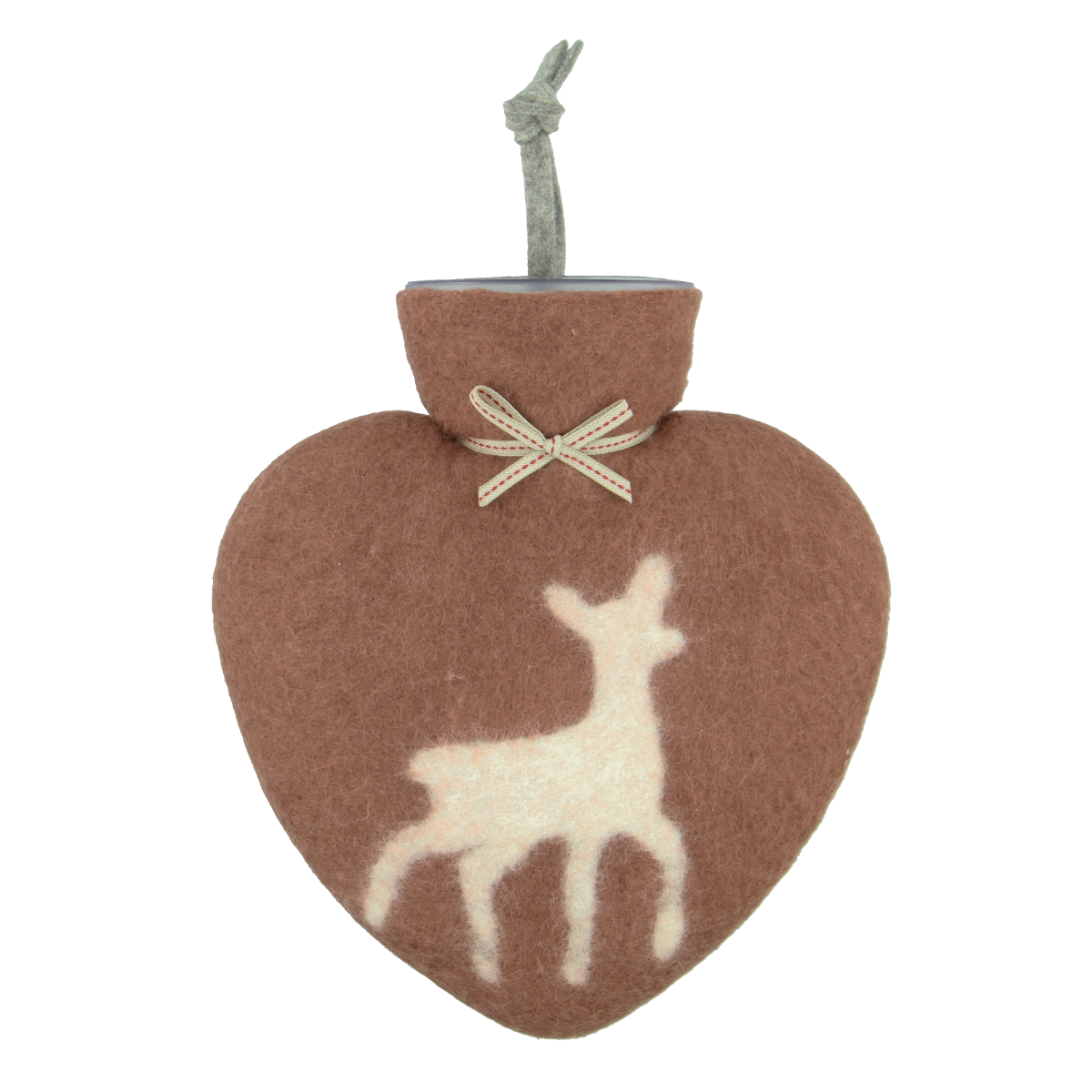 Herzwärmflasche Rehkitz-Motiv, terracotta