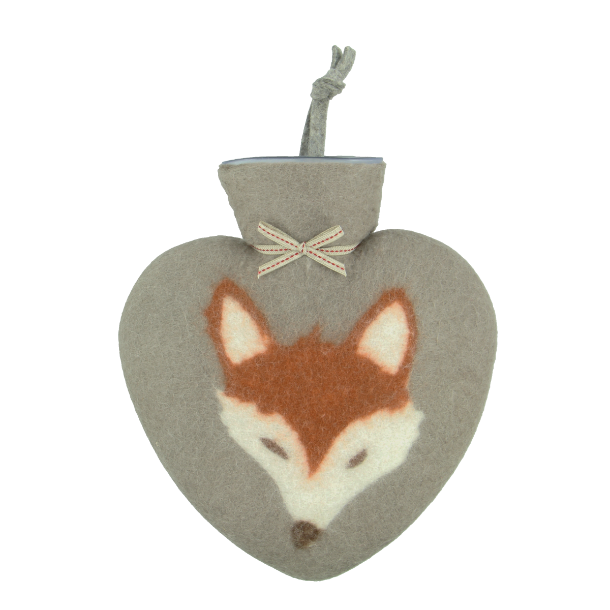 Herzwärmflasche Fuchs-Motiv, warm grey