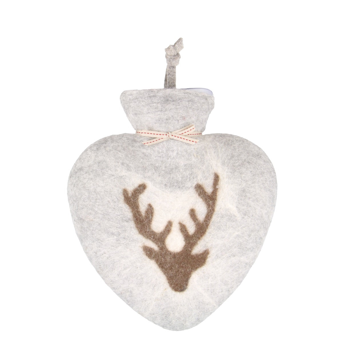 Herzwärmflasche Hirschkopf-Motiv, grau-weiß