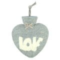 Herzwärmflasche Love-Motiv, hellgrau meliert, weiß