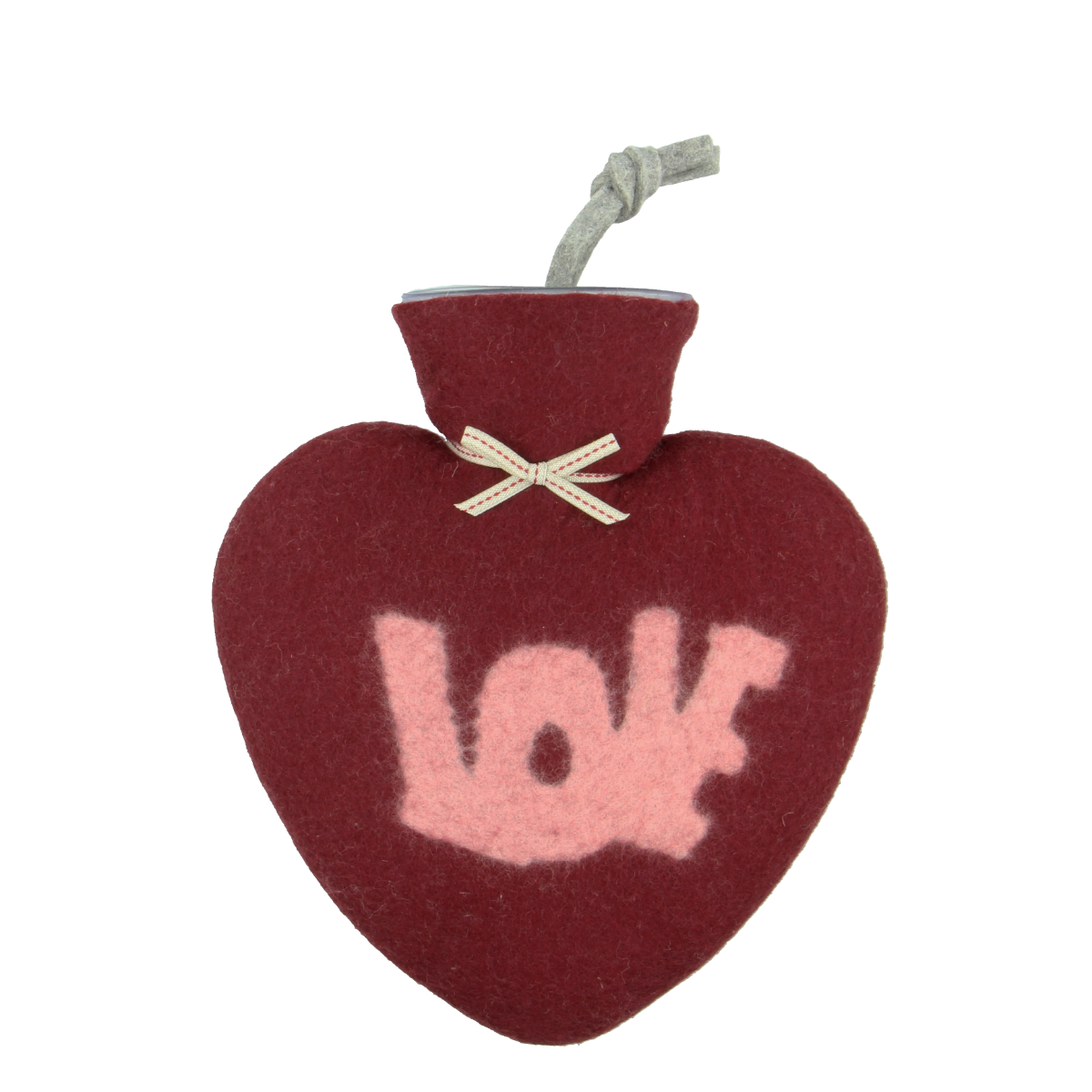 Herzwärmflasche Love-Motiv, bordeaux / dusty rose