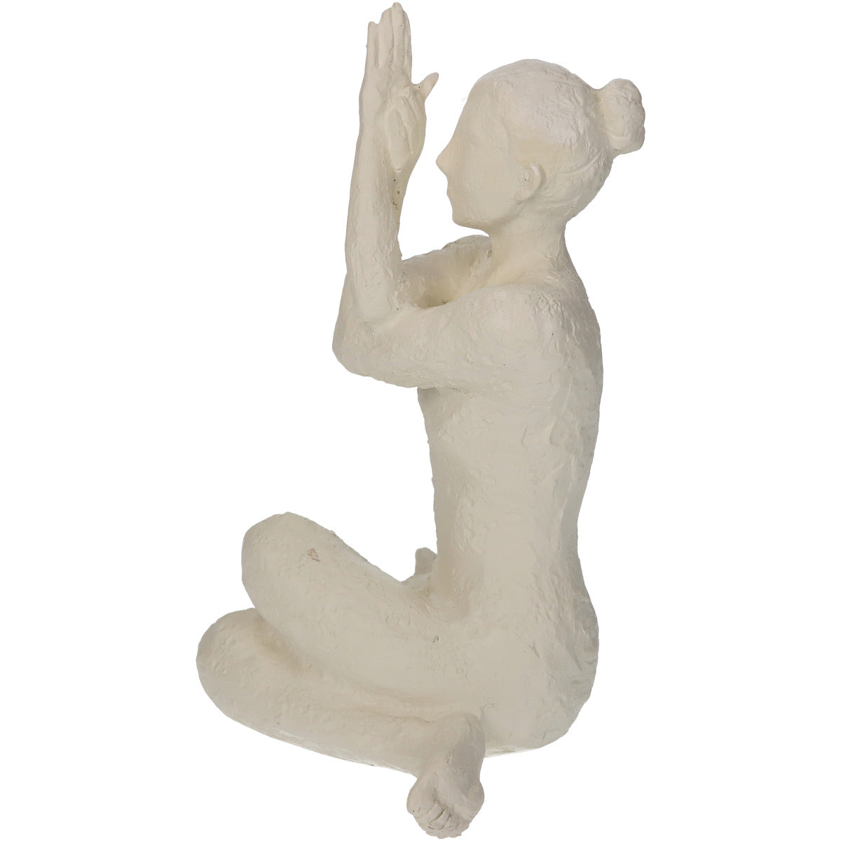 Seitliche Ansicht der Skulptur/ Figur in Form einer Frau, die eine Yoga Pose (Garudasana (Adler-Pose)) einnimmt